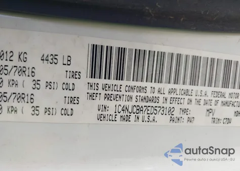 2014 Jeep Compass Sport z USA, uszkodzony, nr VIN 1C4NJCBA7ED573102